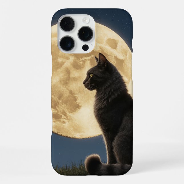 Coque iPhone Étui pour iPhone 16 Pro Max chat et lune (Verso)