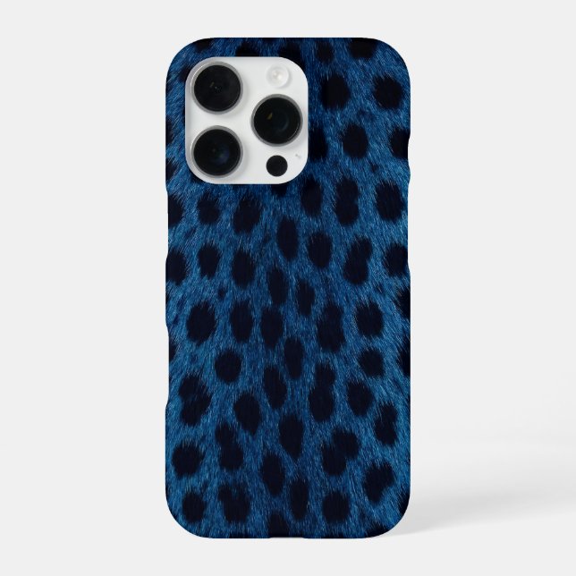 Coque iPhone Étui pour iPhone 16 Pro Max guépard bleu (Verso)