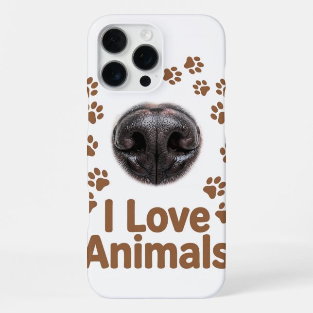 Coque iPhone Étui pour iPhone 16 Pro Max "J'aime les Animaux" (Verso)