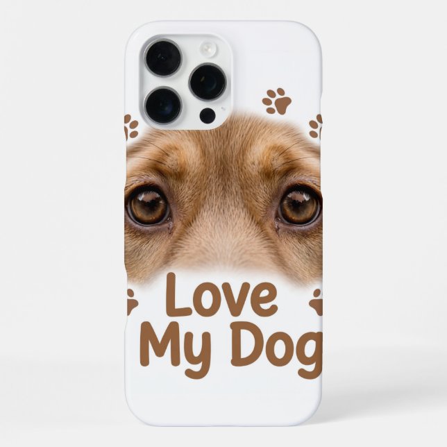 Coque iPhone Étui pour iPhone 16 Pro Max J'aime mon chien (Verso)