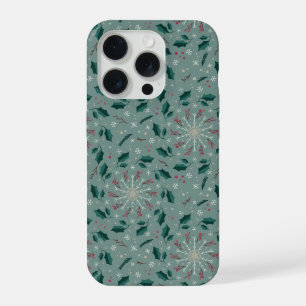 Coque iPhone 15 Pro Étui pour iPhone à motif botanique hivernal