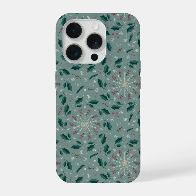 Coque iPhone Étui pour iPhone à motif botanique hivernal (Verso)