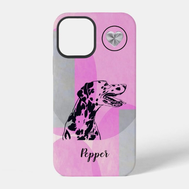 Coque iPhone Étui pour iPhone Dalmatien Abstrait Rose Encre-Art (Verso)
