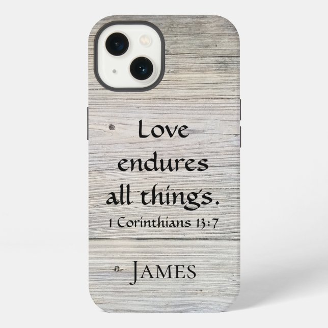 Coque iPhone étui pour iPhone en bois avec monogramme love endu (Verso)