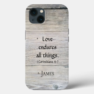 Etui iPhone 13 étui pour iPhone en bois avec monogramme love endu