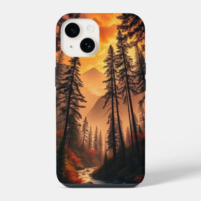 Coque iPhone Étui pour iPhone Forêt Enchantée du Soir (Verso)