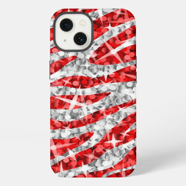 Coque iPhone Étui pour iPhone Glitz Zebra Rouge (Verso)