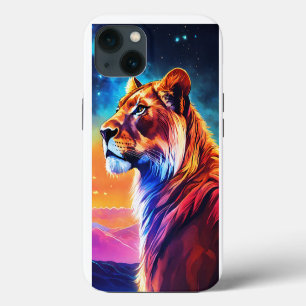 Etui iPhone 13 Étui pour iPhone / iPad Lionne sous ciel étoilé Fu
