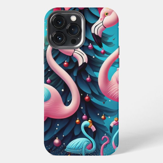 Coque iPhone Étui pour iPhone / iPad Noël flamant rose (Verso)