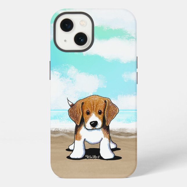 Coque iPhone Étui pour iPhone KiniArt Beach Beagle (Verso)
