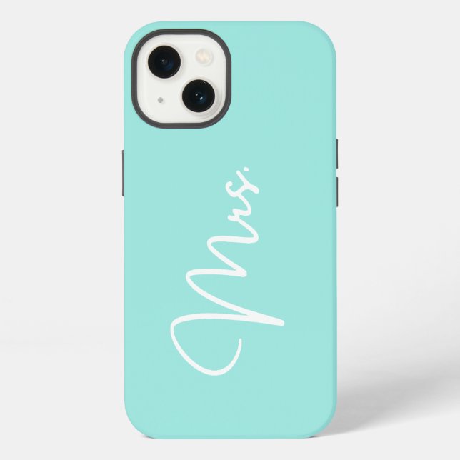 Coque iPhone Étui pour iPhone « Mme », turquoise (Verso)