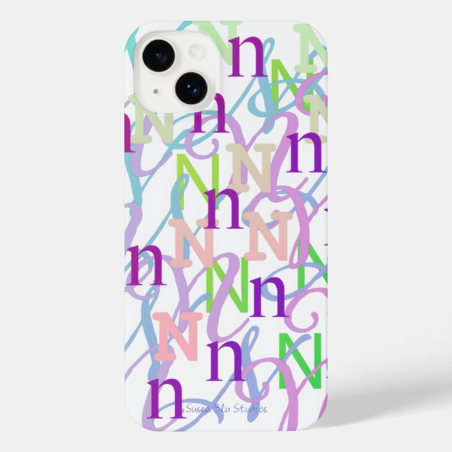 Coque iPhone Étui pour iPhone "N" à confettis en forme de lettr (Verso)