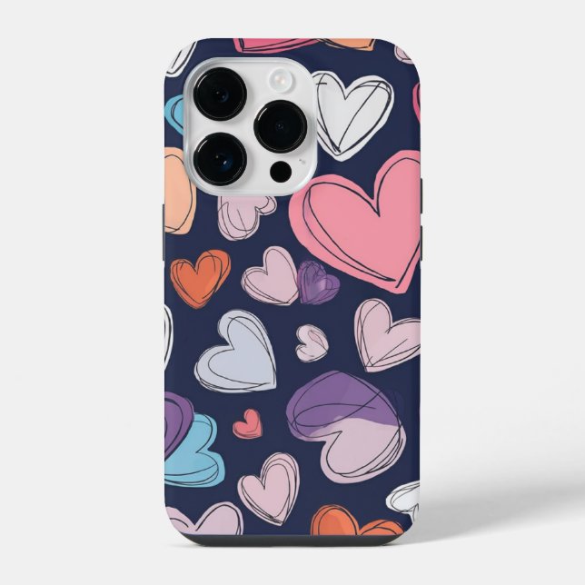 Coque iPhone Étui pour iPhone Vibrant Hearts - Idée de Cadeau R (Verso)