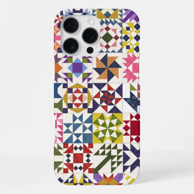 Coque iPhone Étui pour téléphone à petits blocs de patchwork -  (Verso)