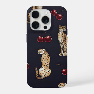 Coque iPhone 15 Pro Étui pour téléphone cerise léopard