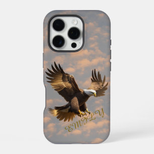Coque iPhone 16 Pro Étui pour téléphone Eagle Sky avec nom personnalis
