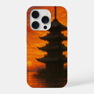 Coque iPhone 15 Pro Étui pour téléphone Pagode du coucher de soleil du