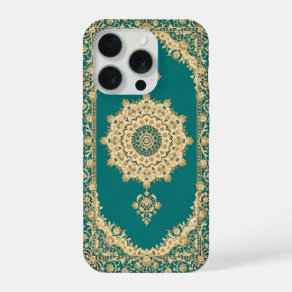 Coque iPhone 15 Pro Étui pour téléphone Tapis Persan Turquoise – Bordu