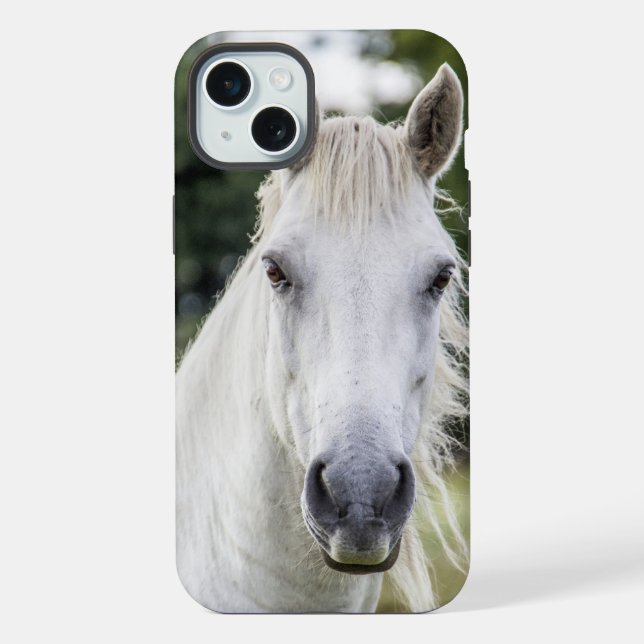 Coque iPhone Étui pour téléphone visage de cheval blanc (Verso)