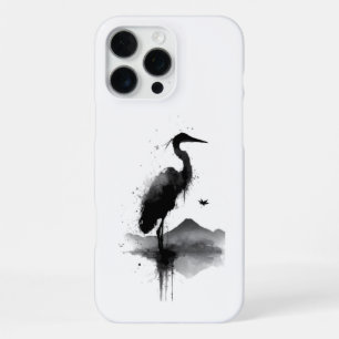 Coque iPhone 16 Pro Max Étui pour téléphone Zen Grue Sumi-e Japonais
