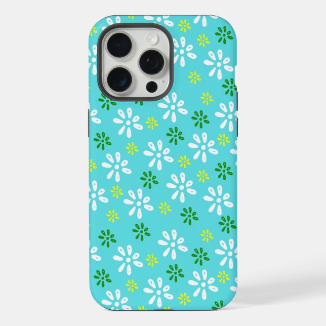 Coque iPhone Étui pour Turquoise Flowers Pattern 15 Pro Max (Verso)