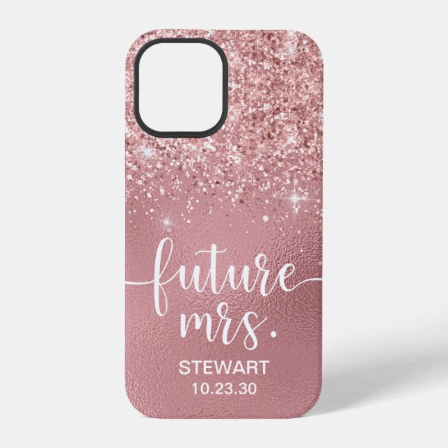 Coque iPhone Étui Rose Gold Future Mrs Glitter Case-Mate pour i (Verso)