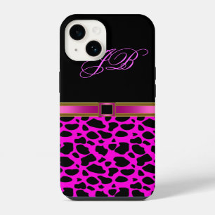 Coque Pour iPhone 14 Étui Rose Sauvage Noir
