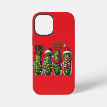 Étui rouge pour iPhone avec pickles au dill pour l