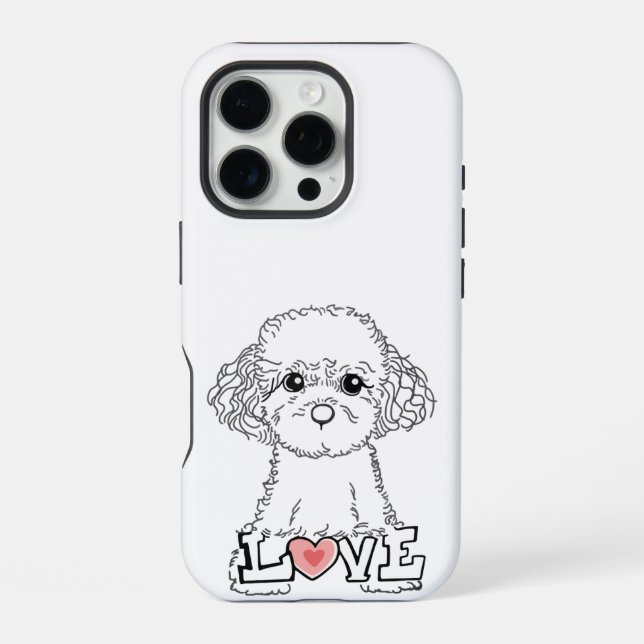 Coque iPhone Étui téléphone avec amour pour Caniche (Verso)