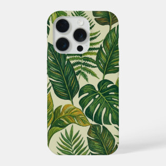 Coque iPhone 15 Pro Étui Téléphone Botanique Feuilles de Palmier & Mon
