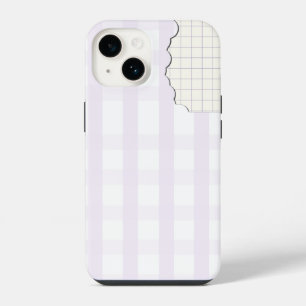 Coque Pour iPhone 14 Étui téléphone esthétique gingham lavande Iphone 1