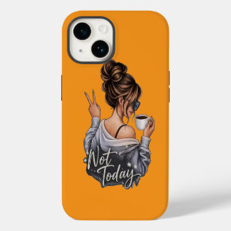 Coque Pour iPhone 14 Étui téléphone jaune café pour fille impertinente