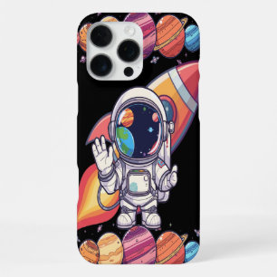 Coque iPhone 16 Pro Max Étui téléphone noir thème espace planètes cosmique