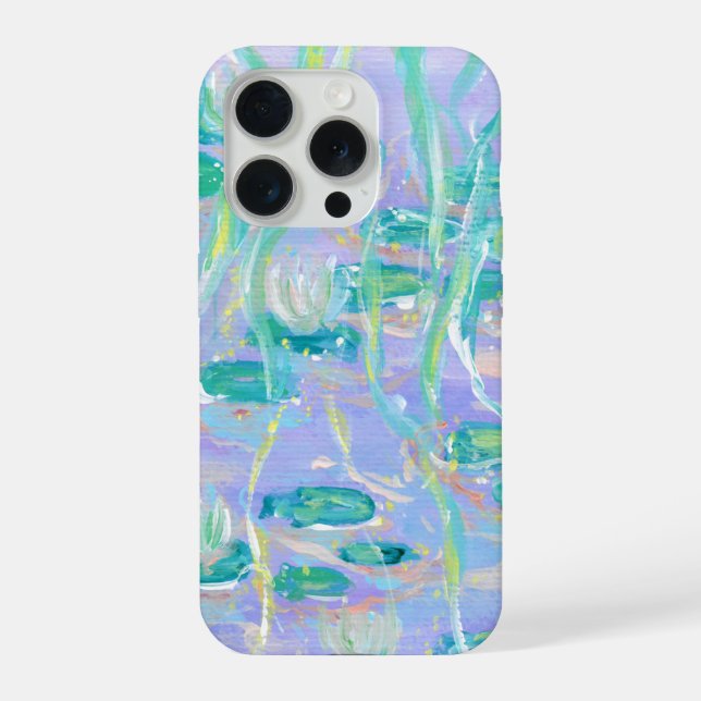 Coque iPhone Étui Téléphone Nymphéas Violettes (Verso)