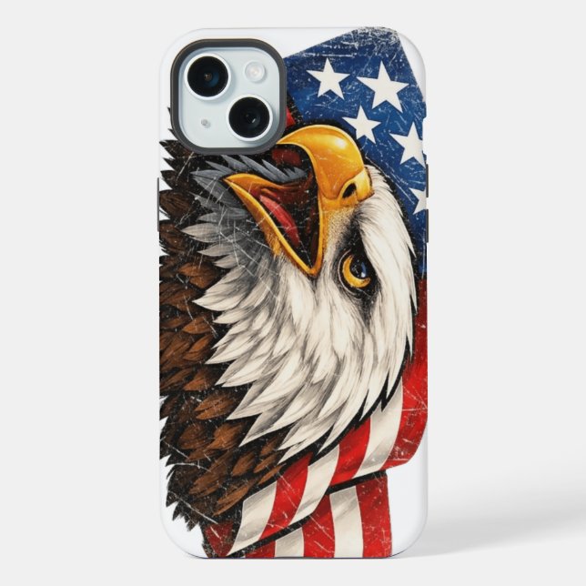 Coque iPhone Étui US Eagle pour iPhone 15 Plus (Verso)