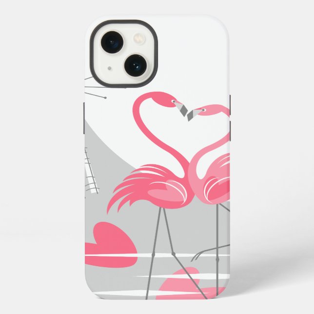 Coque iPhone Étui vertical pour iPad Mini Flamingo Love Large M (Verso)