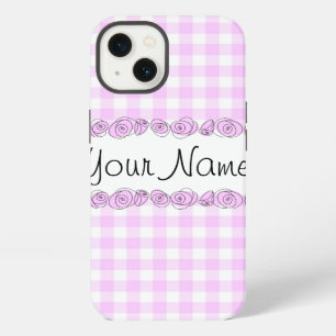 Etui iPhone 13 Étui vertical pour iPhone à motif Lilas 'Nom' à ca