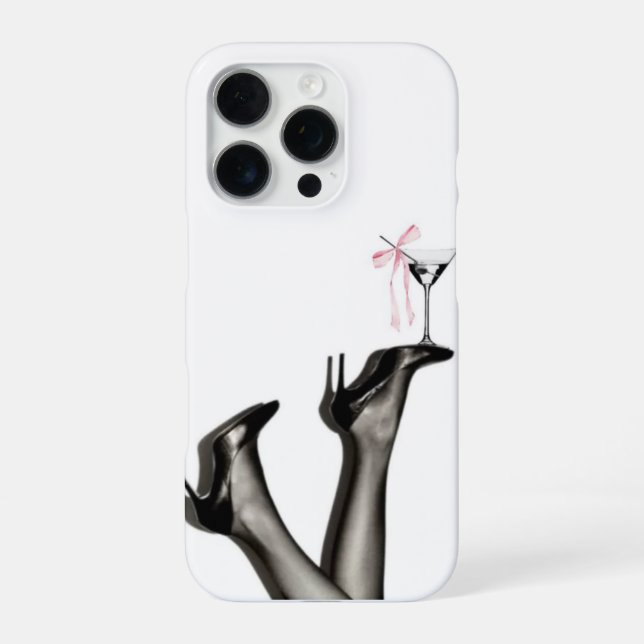 Coque iPhone Étuis cocktail rayé rose chic (Verso)