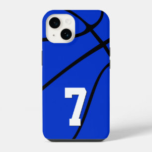 Coque Pour iPhone 14 Étuis de basket-ball bleu numéro de joueur personn