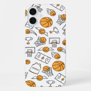 Coque iPhone 16 Plus Étuis de téléphone à nom personnalisé motif basket