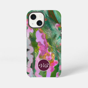 Etui iPhone 13 Mini Étuis de téléphone Psychédélique lilas vert monogr