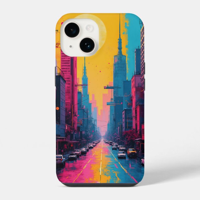 Coque iPhone Étuis pour iPhone (paysage urbain vibrant) (Verso)