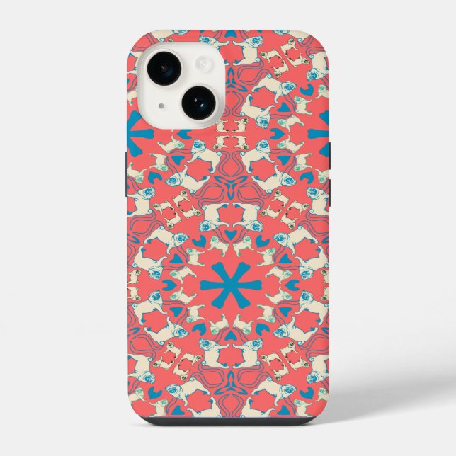 Coque iPhone Étuis Pugs Rouge Corail (Verso)