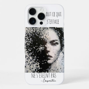 Coque iPhone 16 Pro Max Évaporation Portrait Pixel Art Noir et Blanc