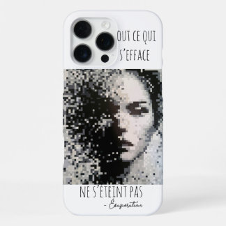 Coque iPhone 16 Pro Max Évaporation Portrait Pixel Art Noir et Blanc