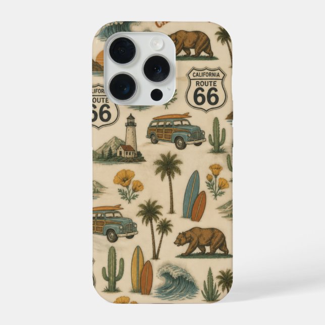 Coque iPhone Évasion Côtière sur l'Itinéraire Rétro Californien (Verso)