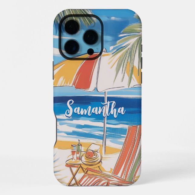 Coque iPhone Évasion de plage tropicale - Été personnalisé (Verso)