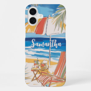 Coque iPhone 16 Plus Évasion de plage tropicale – Paradis d'été personn