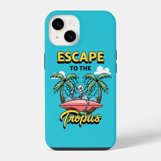 Coque iPhone Évasion vers le Skeleton Surf des Tropiques (Verso)