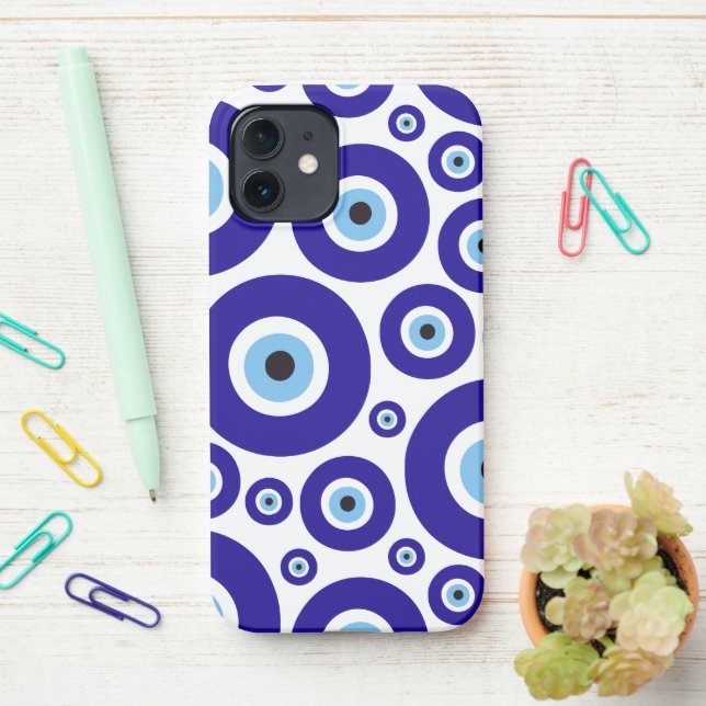 Coque iPhone Evil Eye Pattern, Greek Eye, Turkish Eye, Nazar (Sur le bureau)